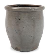 Three Western Pennsylvania Cobalt-Striped Stoneware Canning Jars