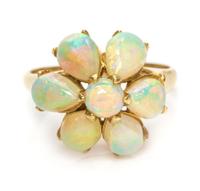 A 14 Karat Yellow Gold and Opal Ring, 2.50 dwts.