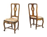 A Pair of North Italian Polychrome Painted Side Chairs