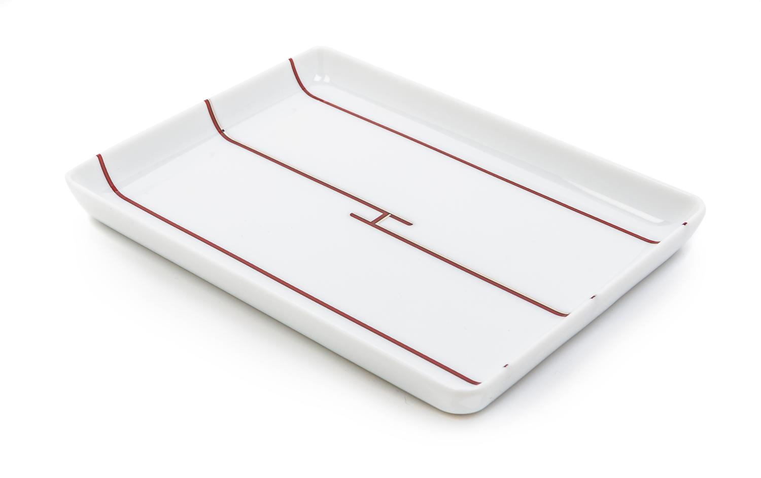 An Hermes Porcelain Sushi Plate, 6 x 4 1/2 inches.