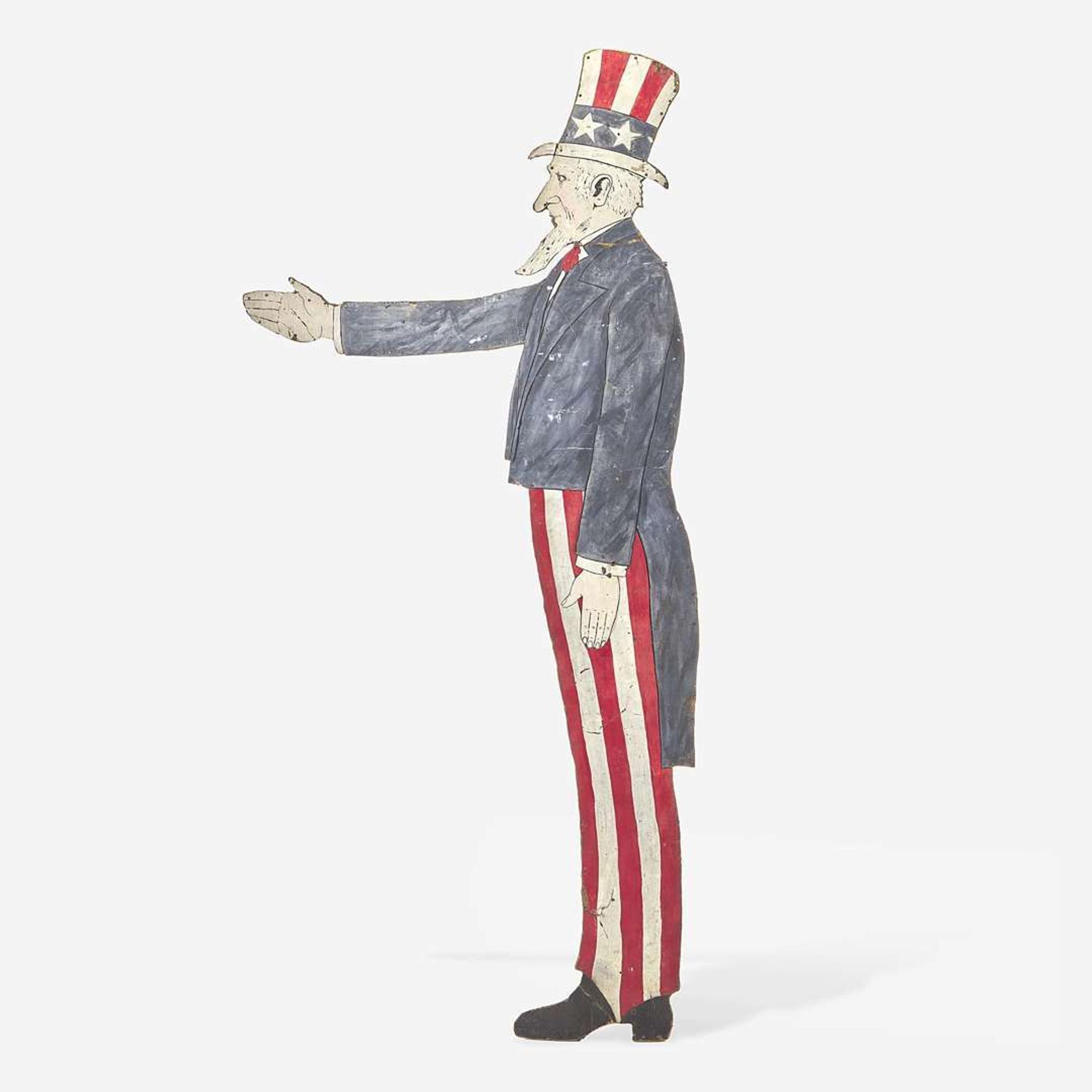 A painted paperboard silhouette of Uncle Sam early 20th century