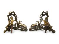A Pair of Louis XV Style Gilt Bronze Chenets