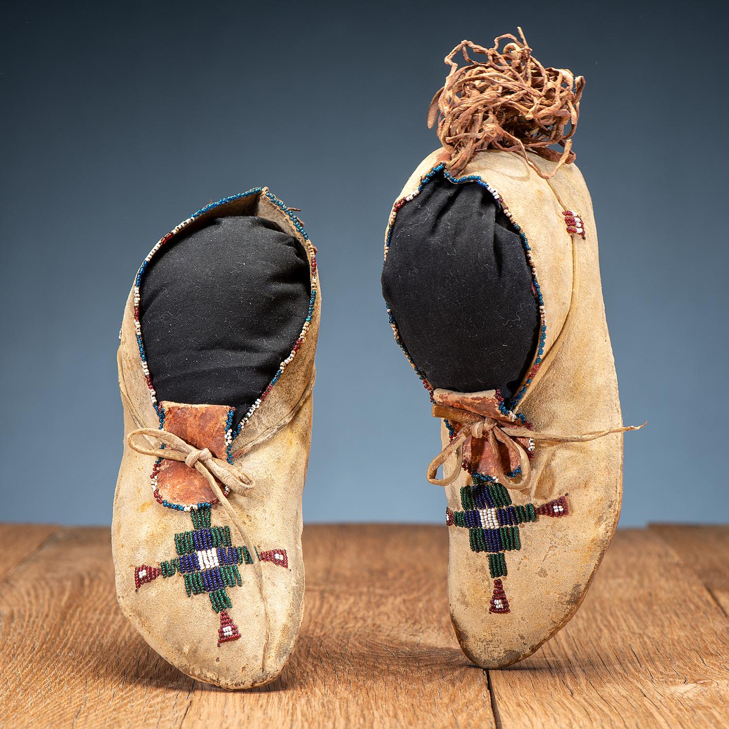 Apache Beaded Hide Moccasins