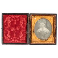 [EARLY PHOTOGRAPHY - PORTRAITURE]. A group of 9 daguerreotypes of folk art portraits featuring women, including: