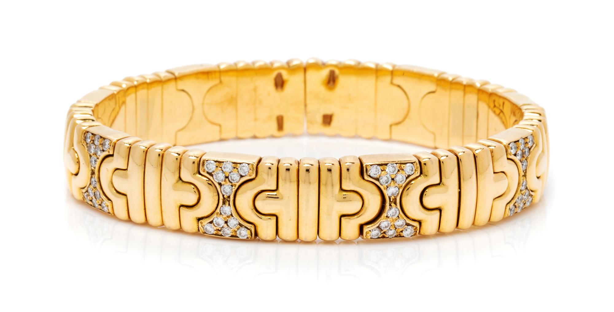 An 18 Karat Yellow Gold and Diamond 'Parentesi' Cuff Bracelet, Bvlgari, 25.60 dwts.