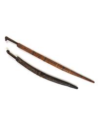 Two Damascened Steel Swords and Sheaths
