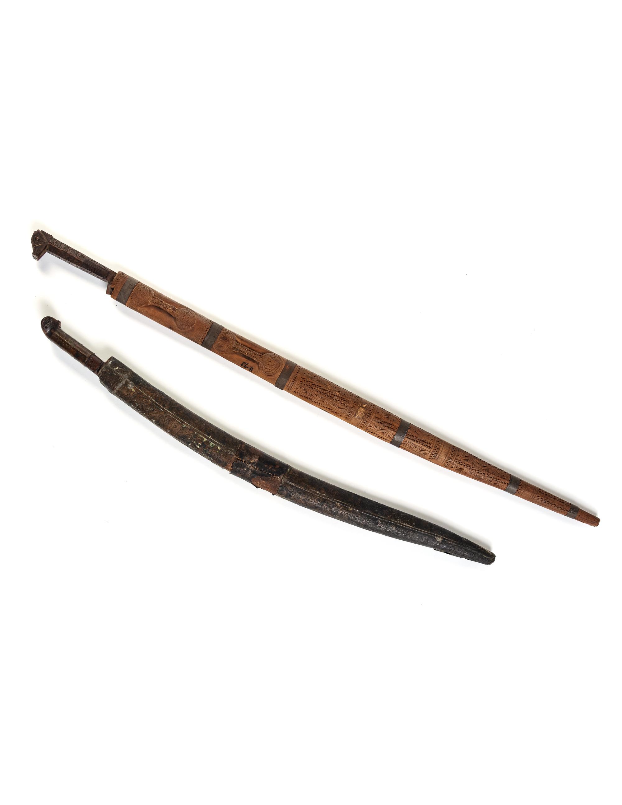 Two Damascened Steel Swords and Sheaths
