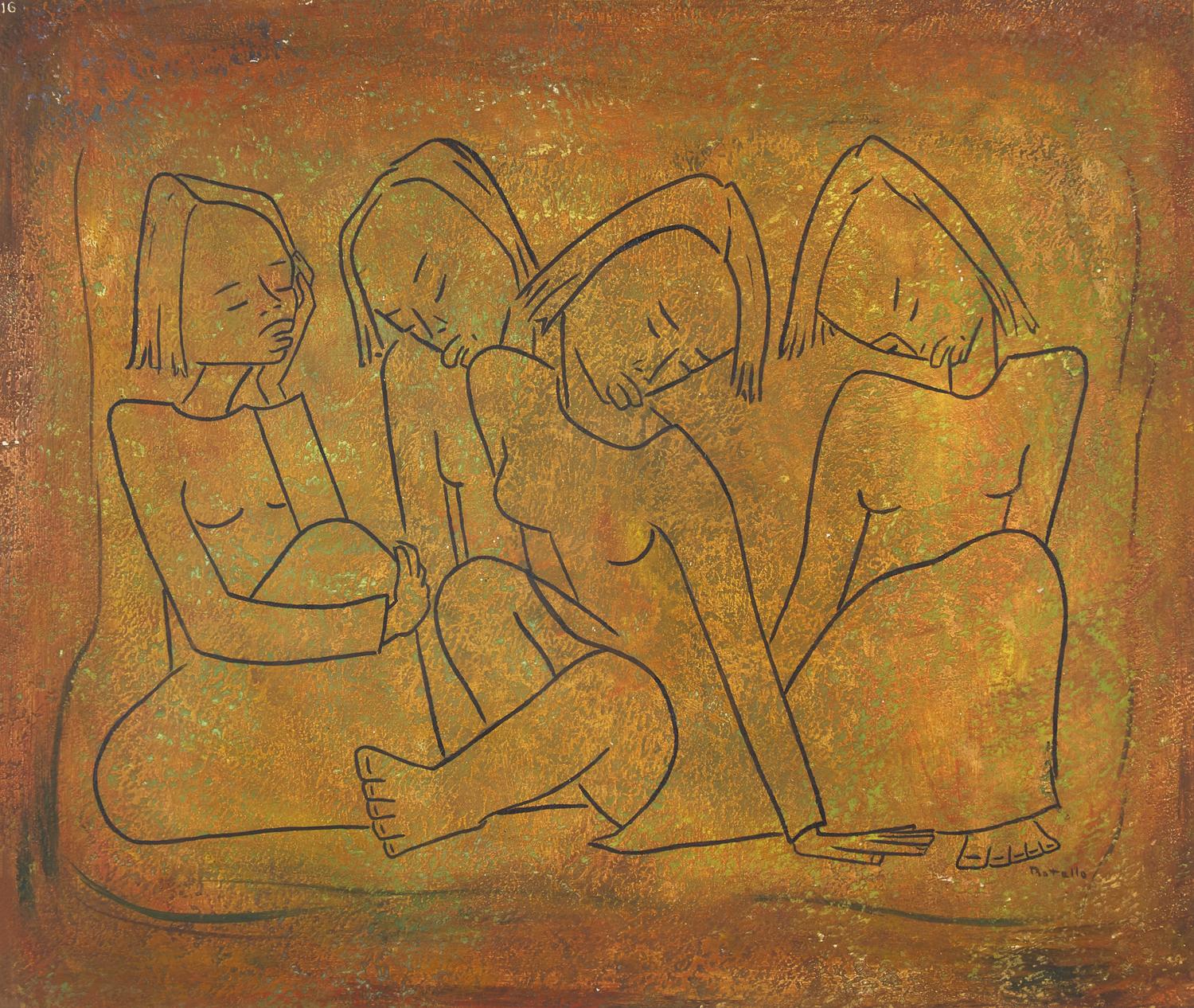 Ángel Botello (Spanish, 1913-1986) — Four Seated Figures , c. 1950