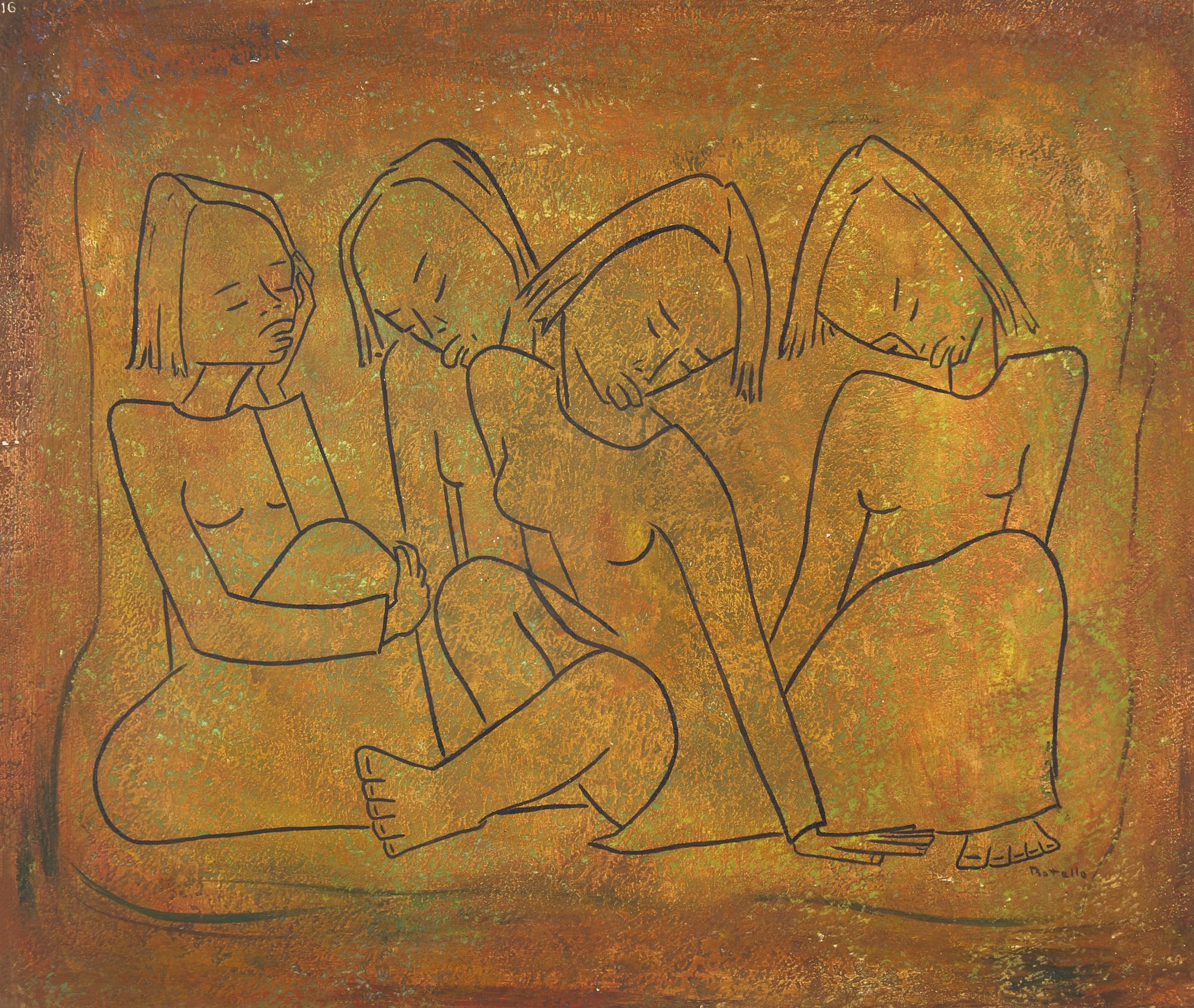 Ángel Botello (Spanish, 1913-1986) — Four Seated Figures , c. 1950
