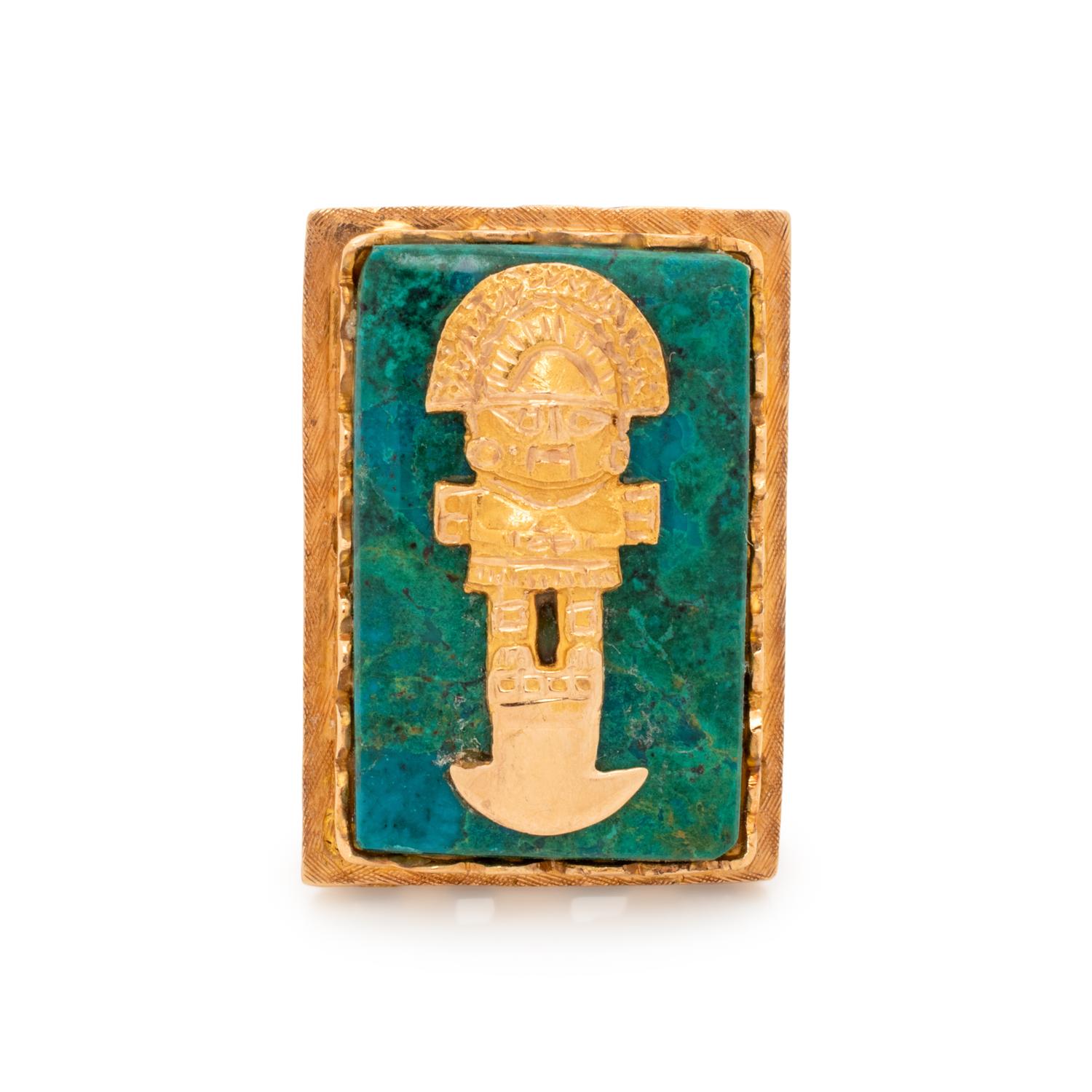 YELLOW GOLD AND CHRYSOCOLLA RING