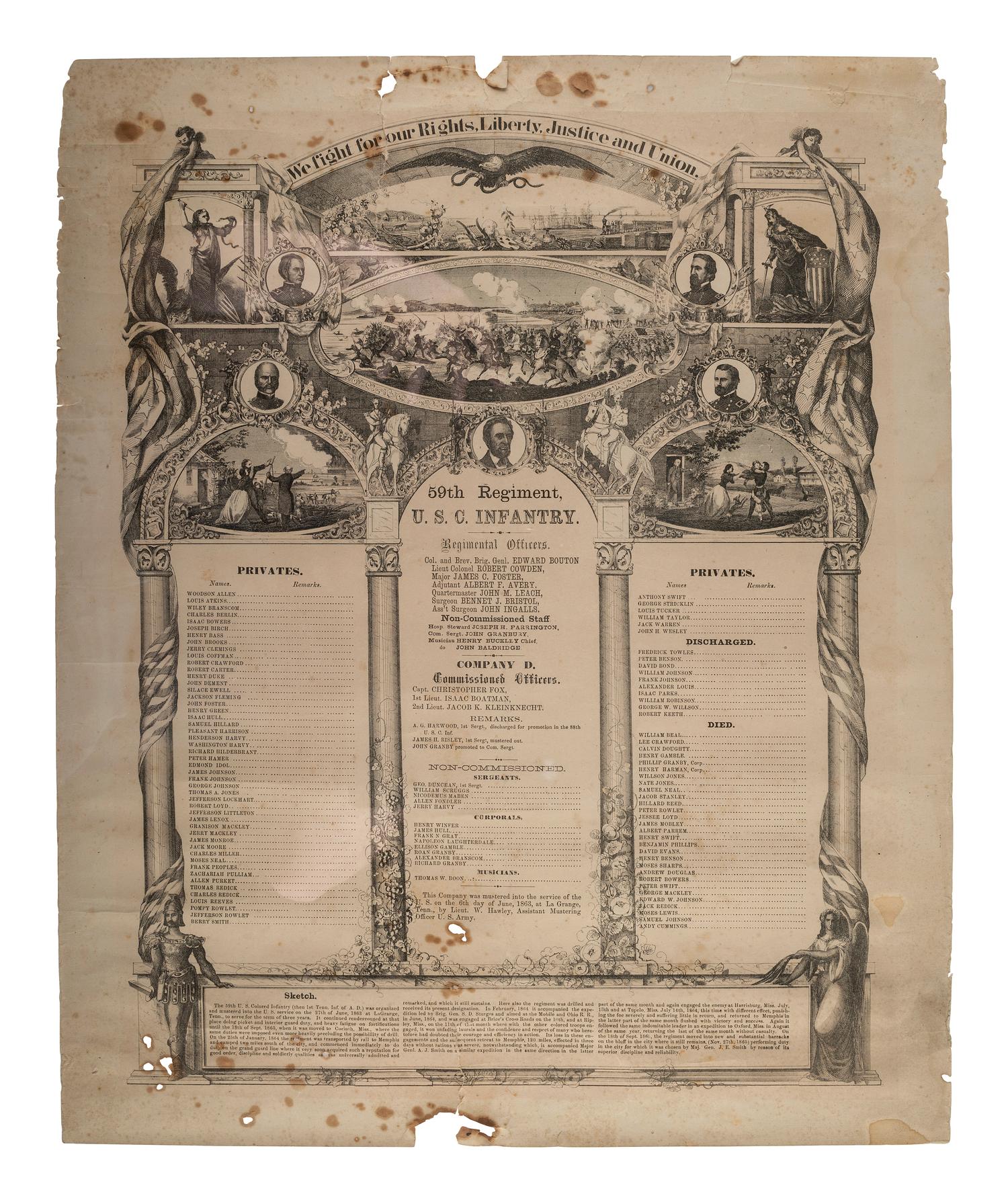 [CIVIL WAR]. A group of documents related to Major James C. Foster, 59th United States Colored Troops, including: