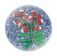 A Hugh Smith Red and White Bell Flowers on Speckled Ground Glass Paperweight