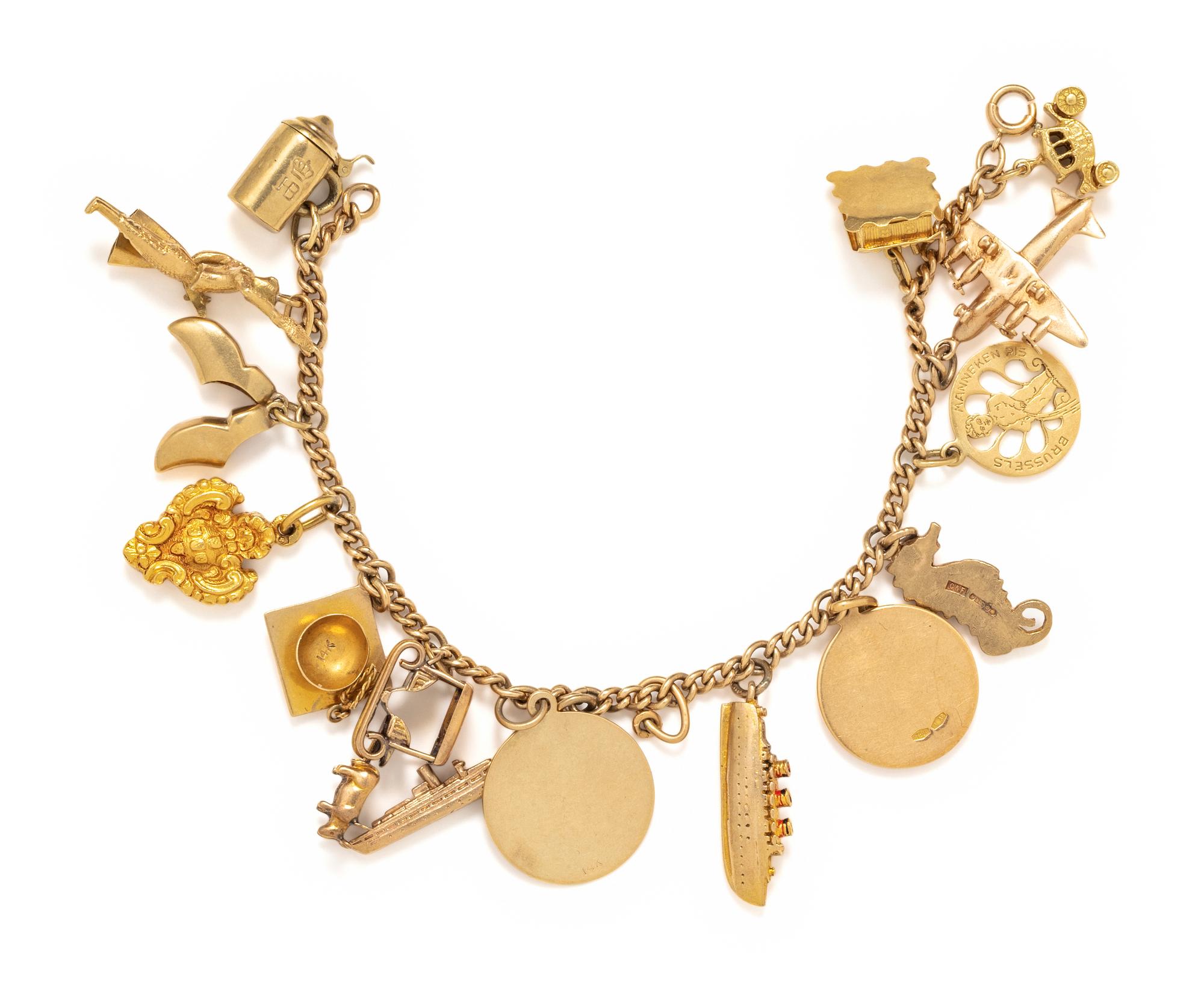 YELLOW GOLD CHARM BRACELET