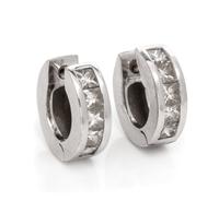 A Pair of White Gold and Diamond Hoop Earrings,