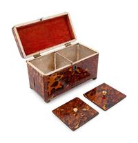 A Regency Tortoise Shell Veneered Tea Caddy