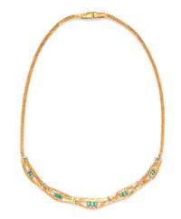 An 18 Karat Yellow Gold and Turquoise Necklace, Italian, 20.20 dwts.