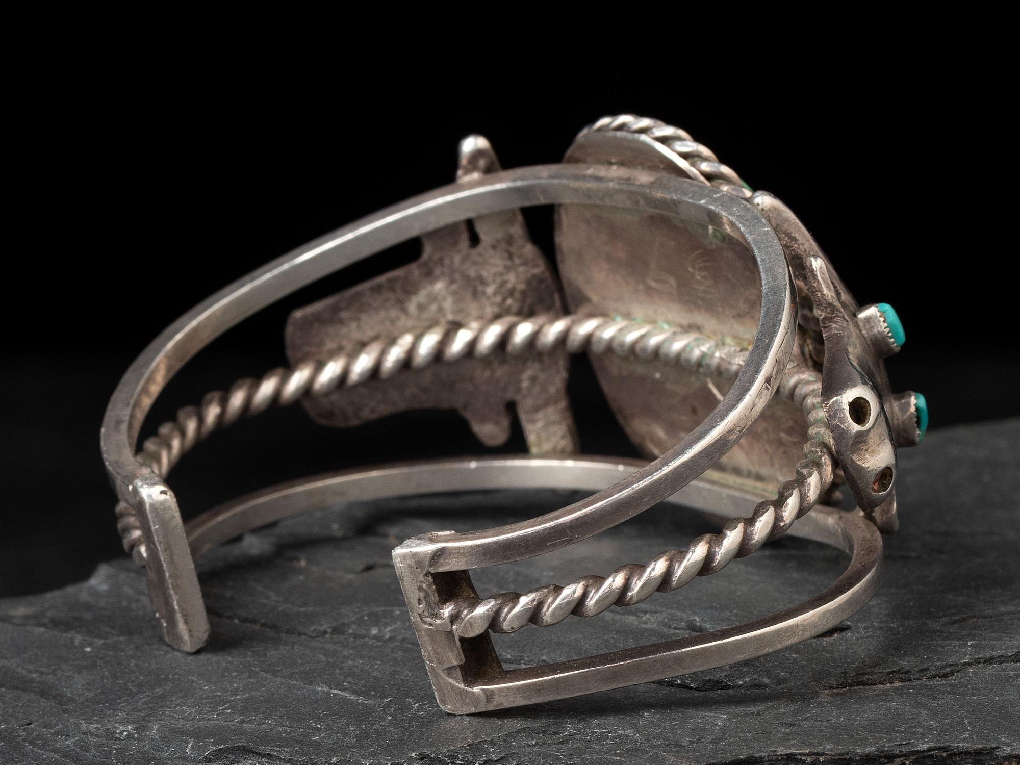 Silver and Turquoise Steer Cuff Bracelet