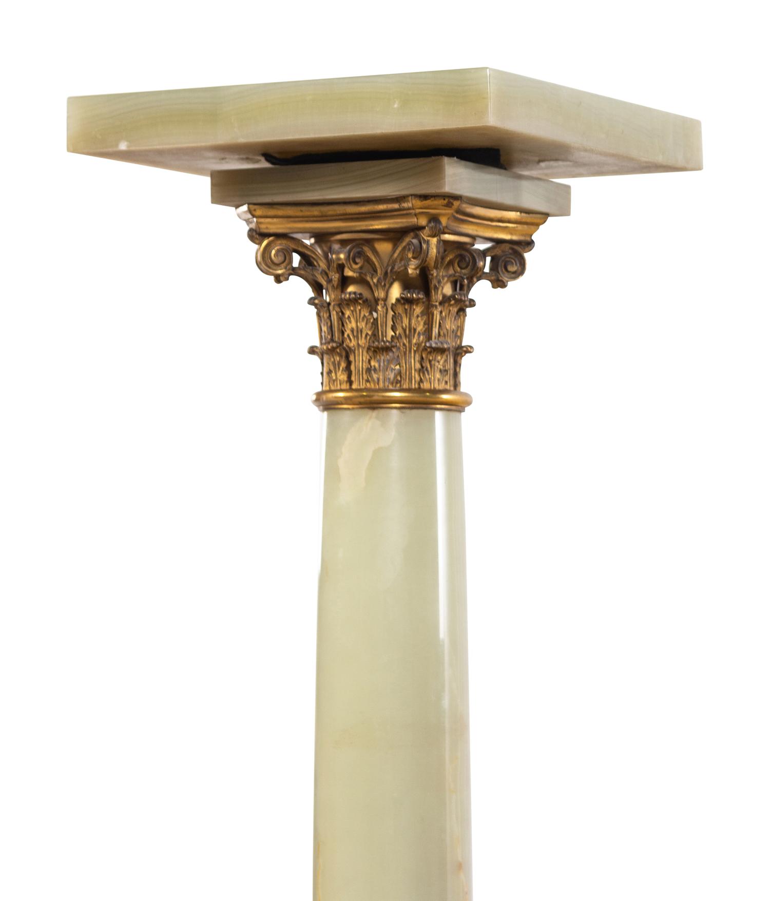 A Continental Gilt Bronze Mounted Onyx Pedestal
