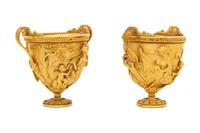 A Pair of Pompeiian Style Gilt Bronze Kantharoi