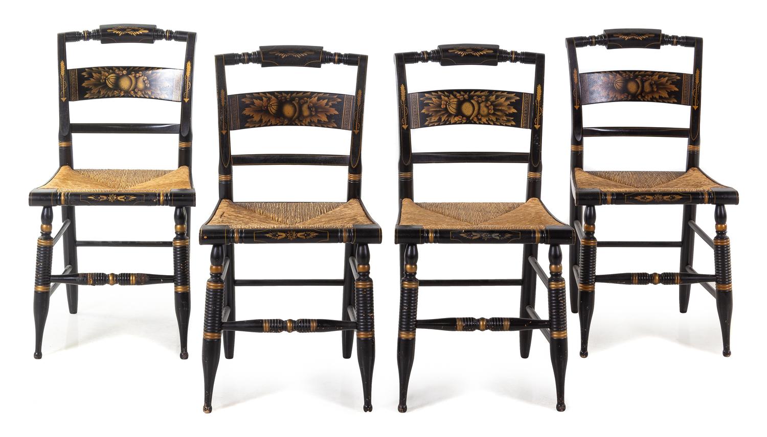 Four American Parcel Gilt and Ebonized Side Chairs