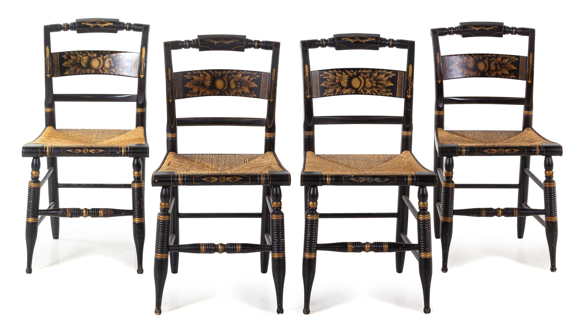Four American Parcel Gilt and Ebonized Side Chairs