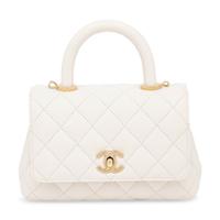 Chanel, Mini Top Handle Flap Bag in White Caviar Leather
