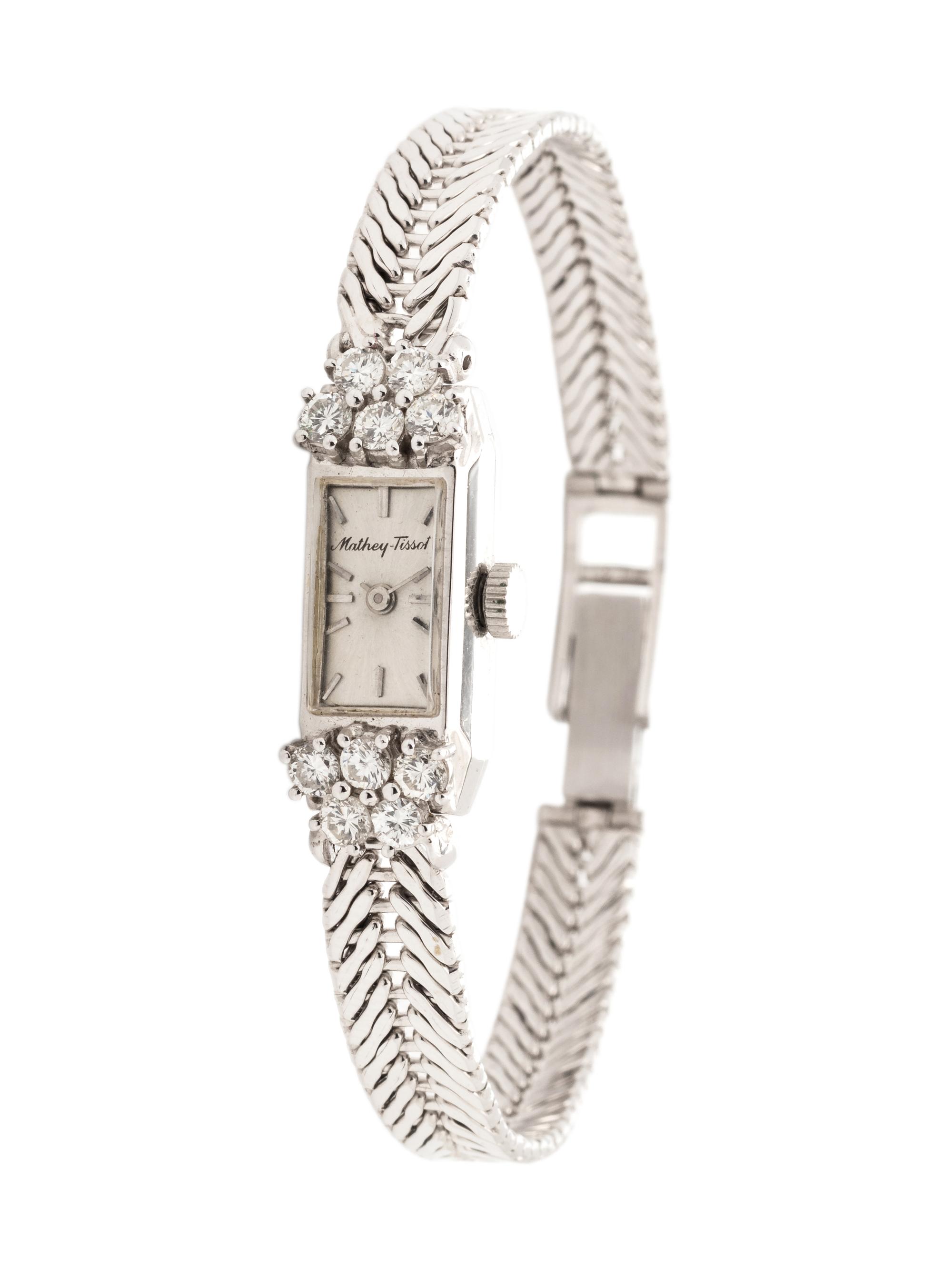 MATHEY-TISSOT, 14K WHITE GOLD AND DIAMOND WRISTWATCH