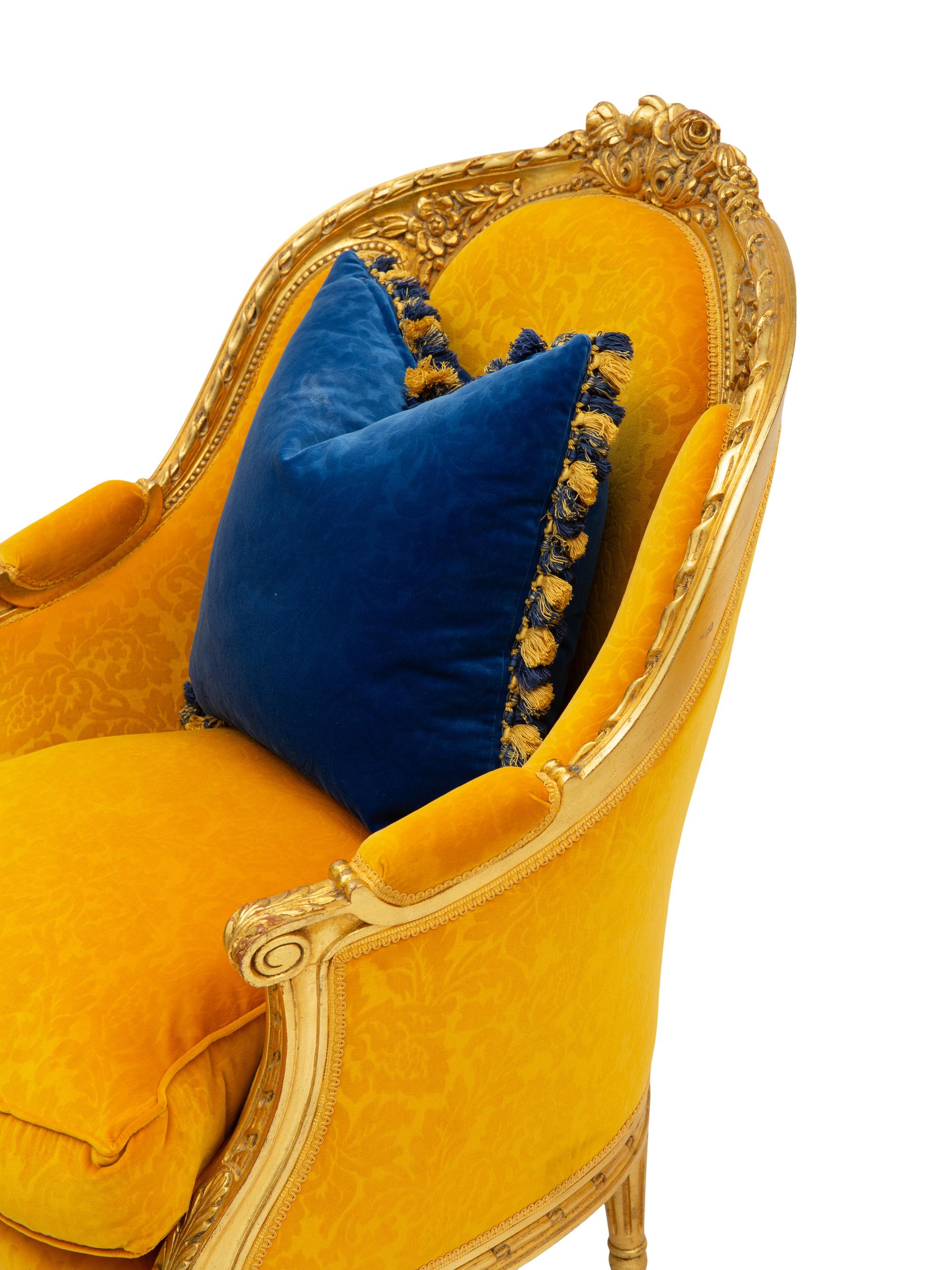 A Pair of Louis XV Style Giltwood Bergères