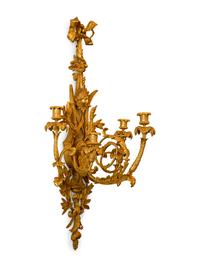 A Set of Four Louis XVI Style Gilt Bronze Five-Light Sconces