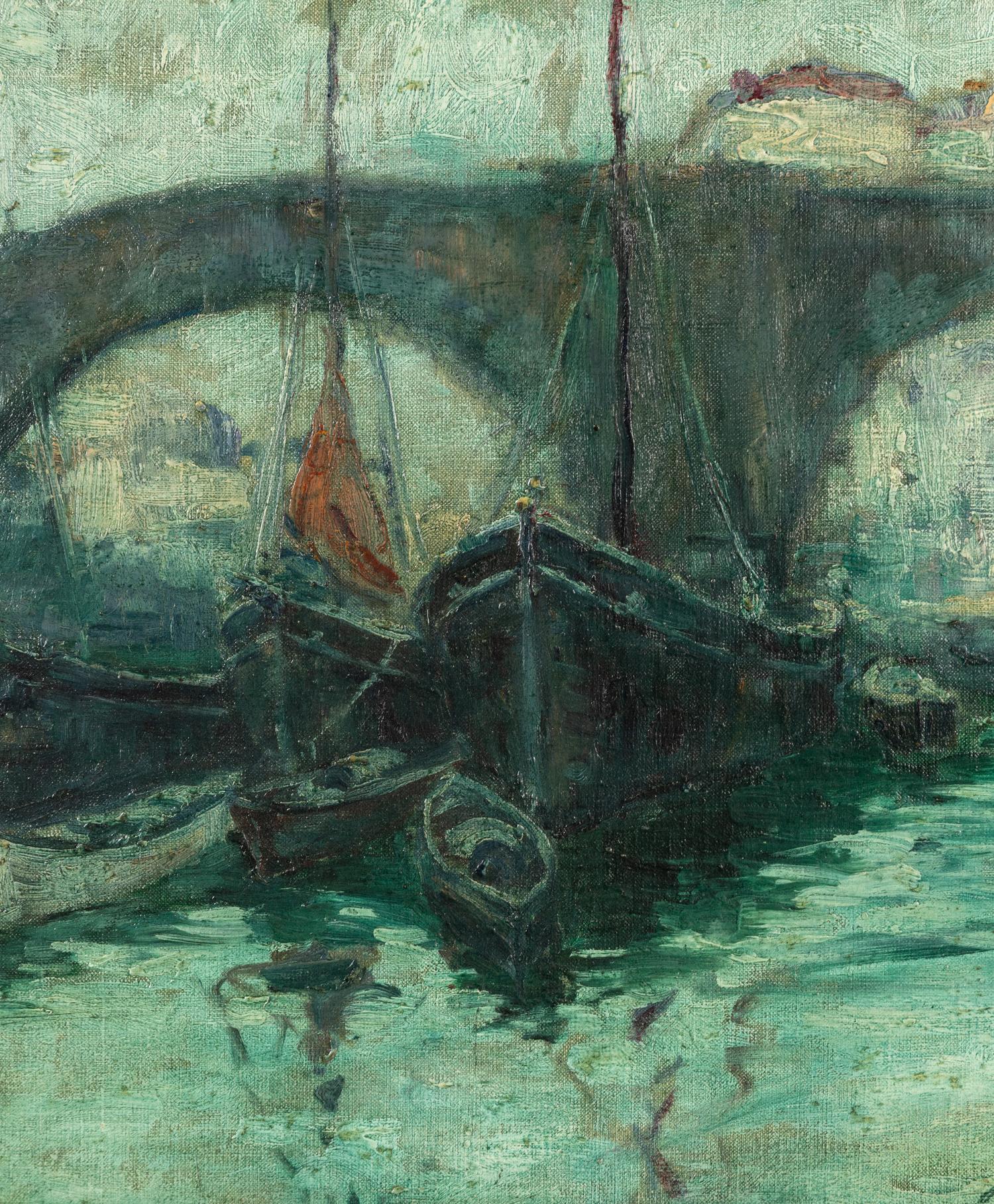 Boats Moored at Bridge