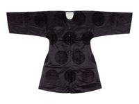 An Aubergine Silk and Cut Velvet Informal Surcoat