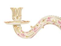 A Pair of Herend Porcelain Three-Light Candelabra and a Pair of Matching Candlesticks