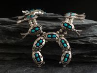 Navajo Silver and Turquoise Squash Blossom Necklace