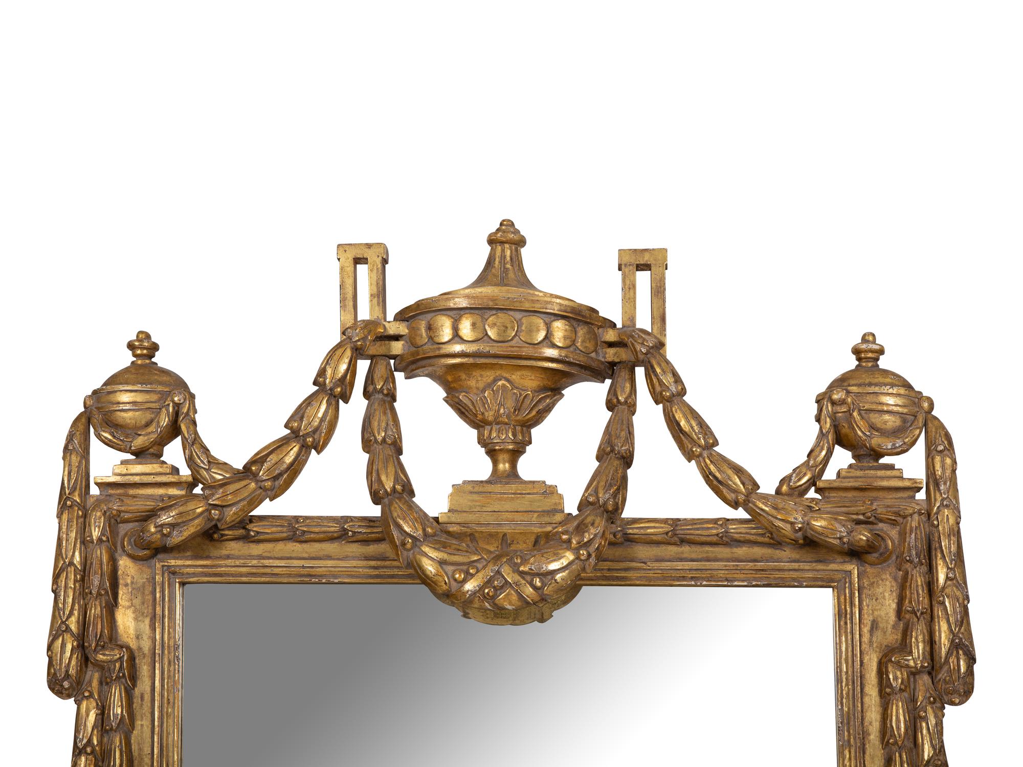 A Pair of Louis XVI Style Giltwood Pier Mirrors