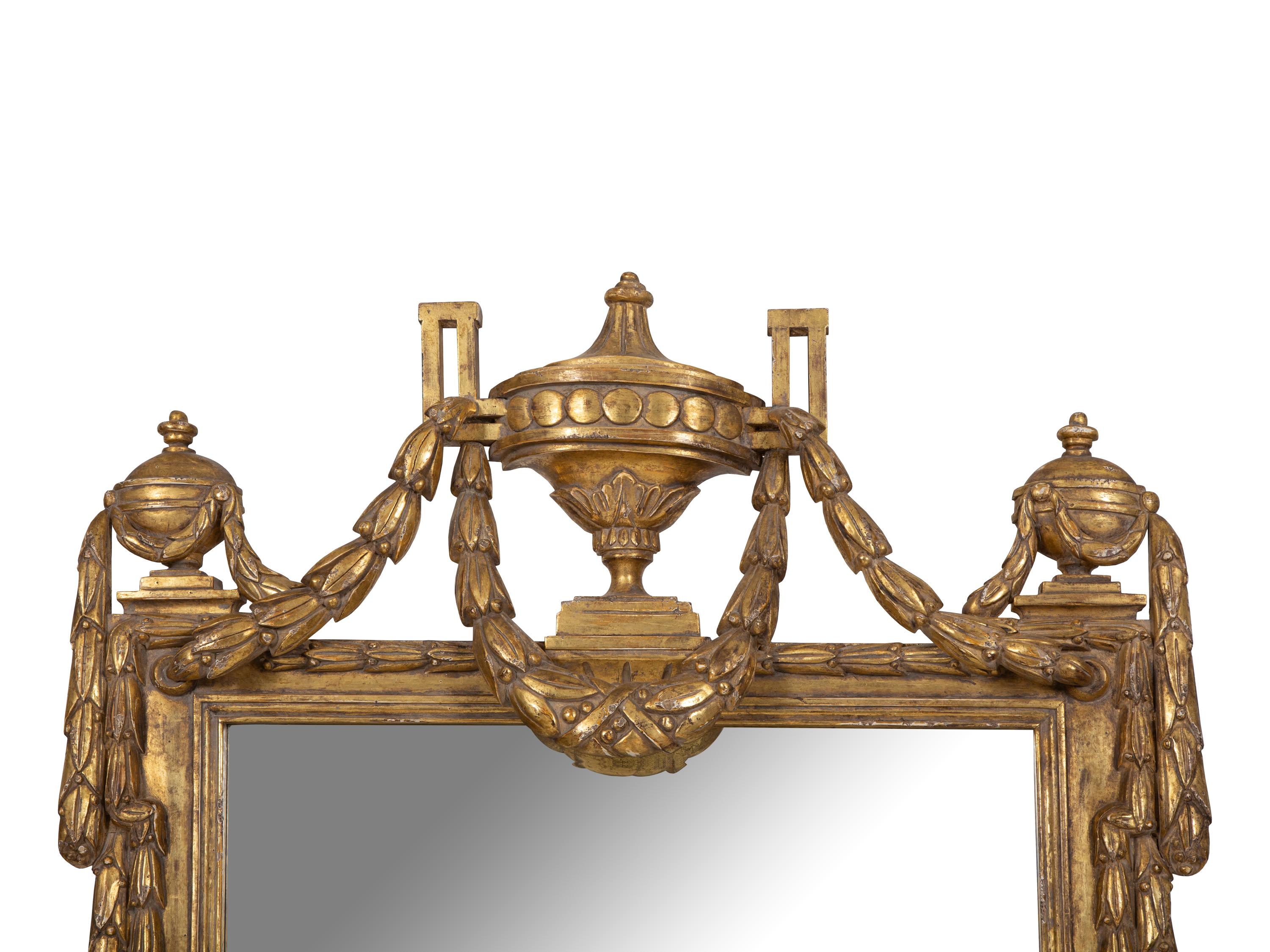 A Pair of Louis XVI Style Giltwood Pier Mirrors