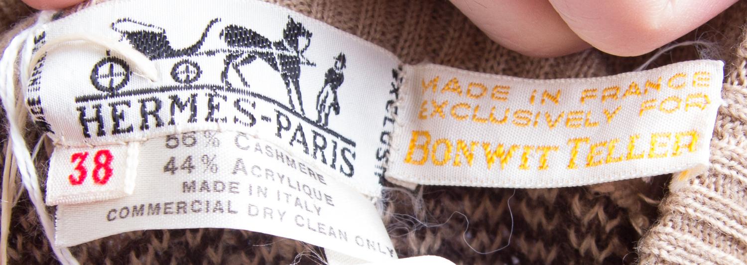 An Hermes Camel Cashmere Blend Sweater Dress, Size 38.