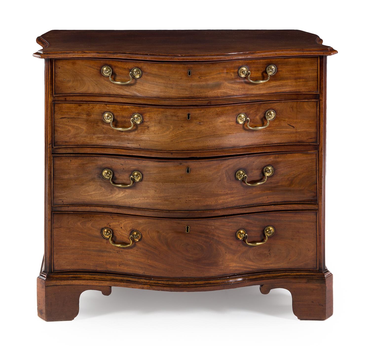A George III Mahogany Chest of Drawers Height 35 1/2 x width 39 x depth 24 1/2 inches. — CIRCA 1770