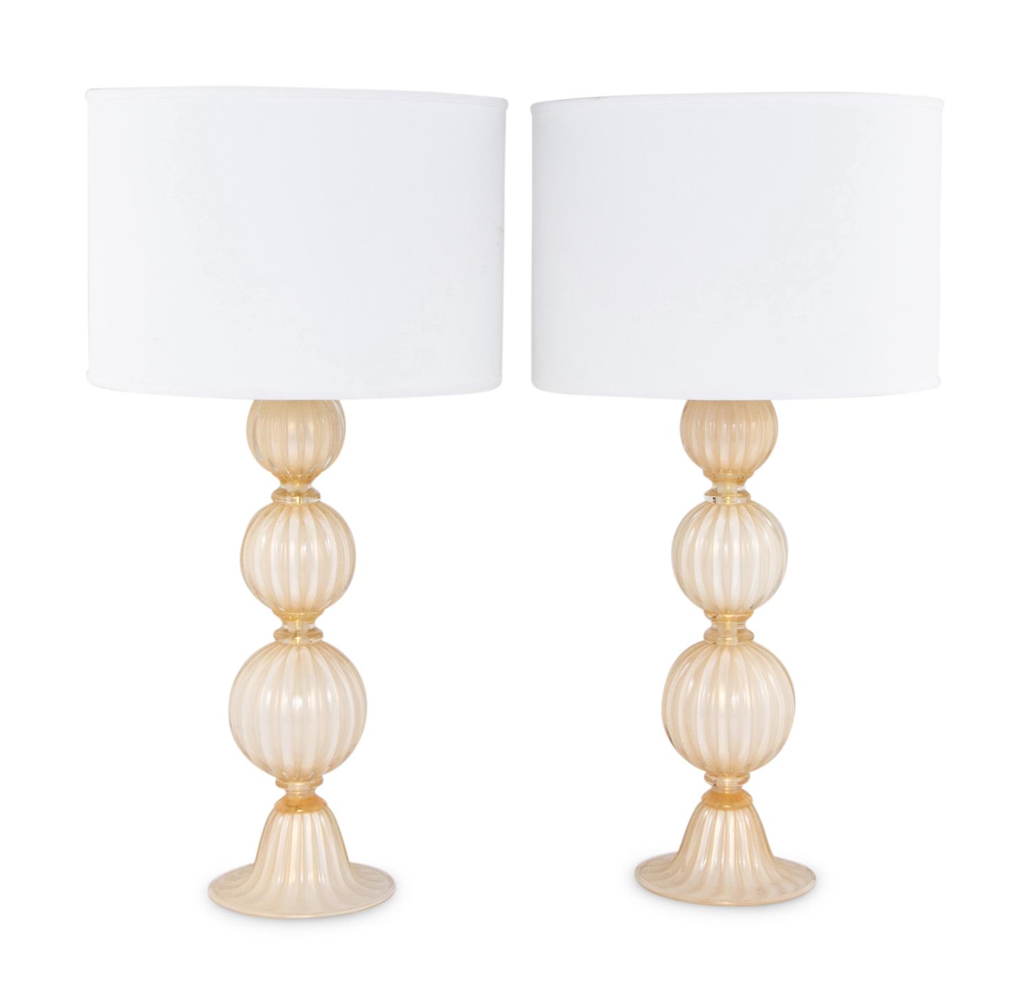 A Pair of Italian Glass Table Lamps