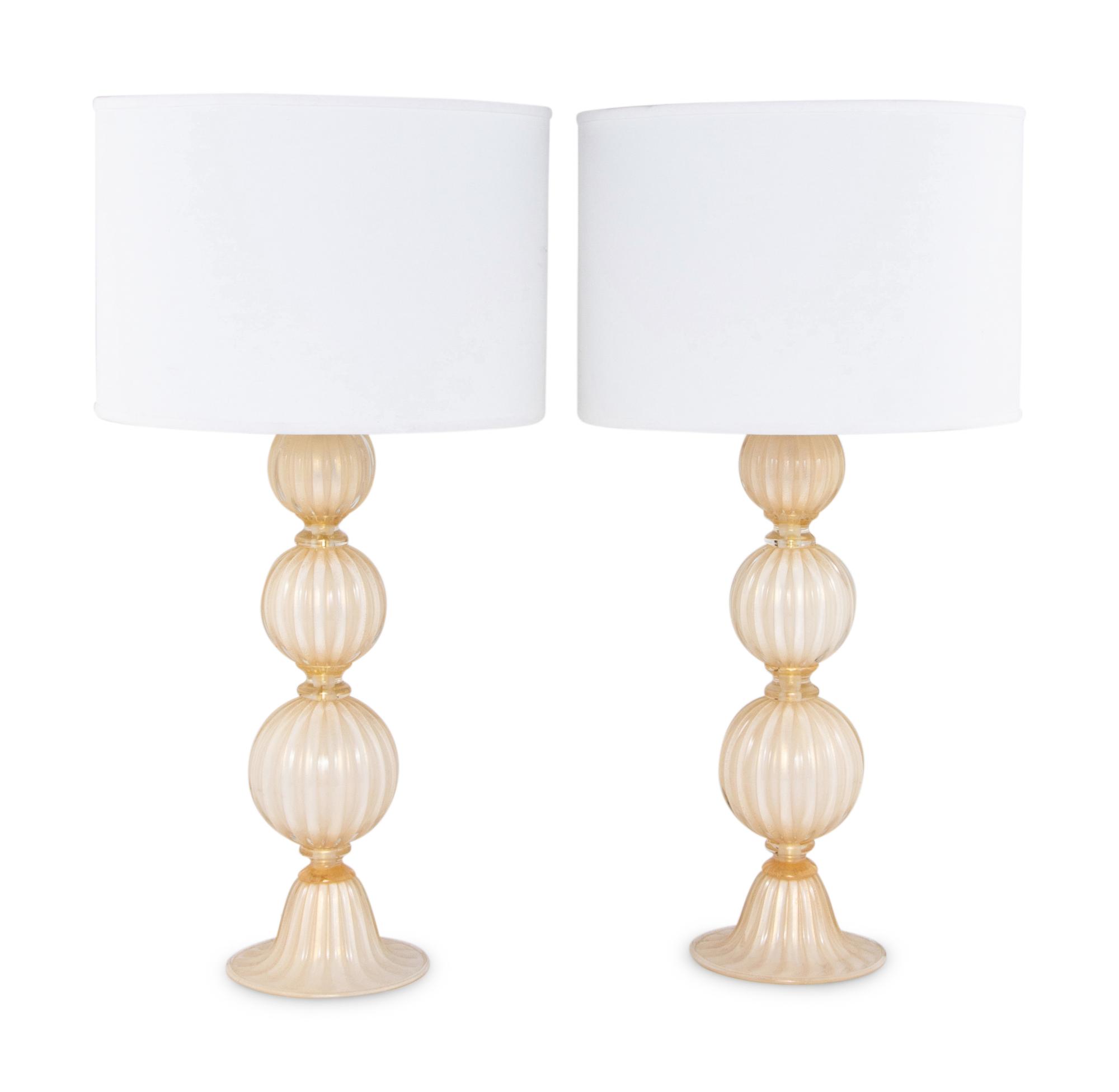 A Pair of Italian Glass Table Lamps