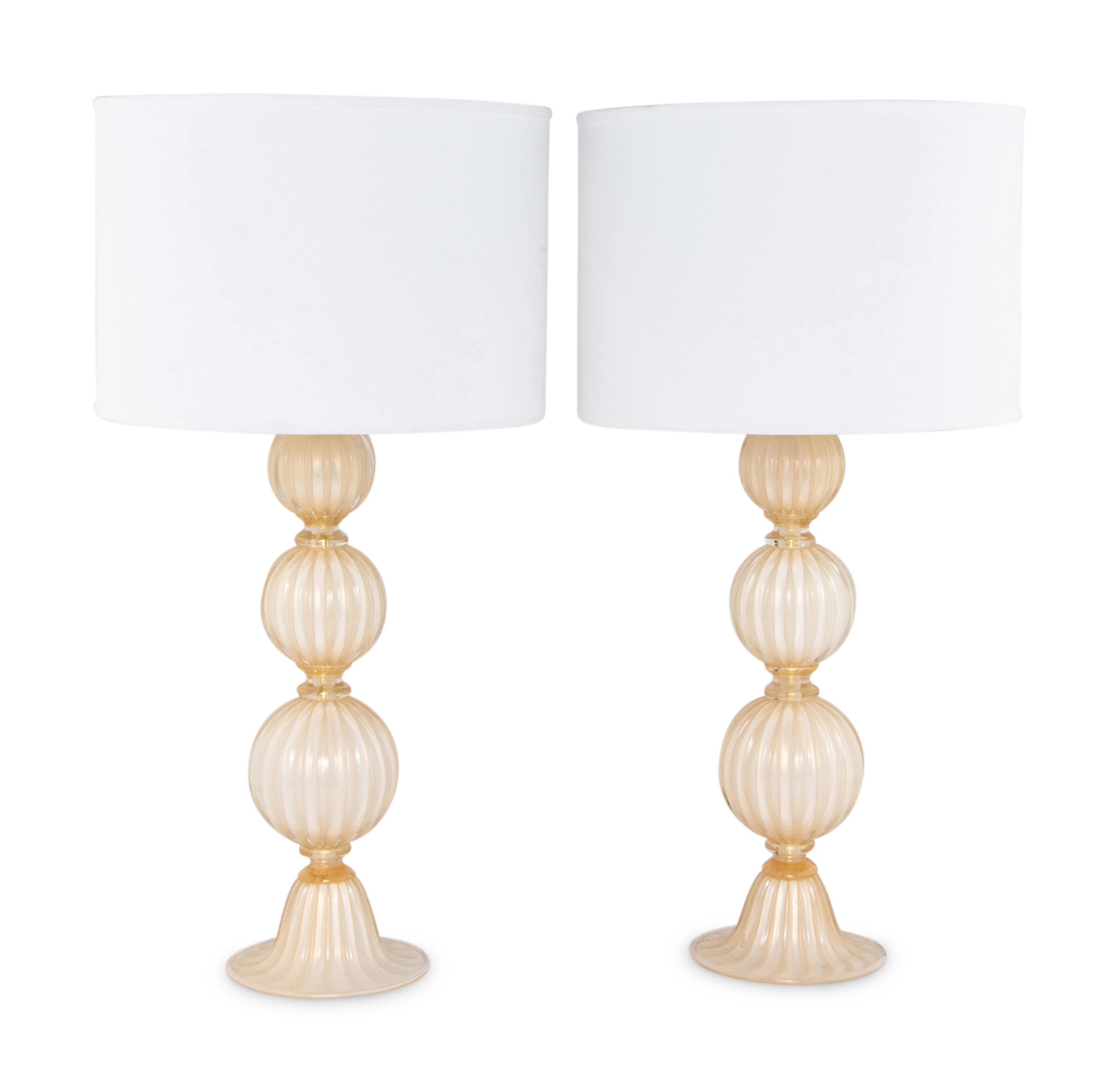 A Pair of Italian Glass Table Lamps