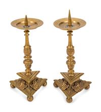 A Pair of Dutch Baroque Style Brass Candlesticks