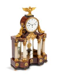 An Austrian Parcel Gilt Mahogany and Marble Mantel Clock