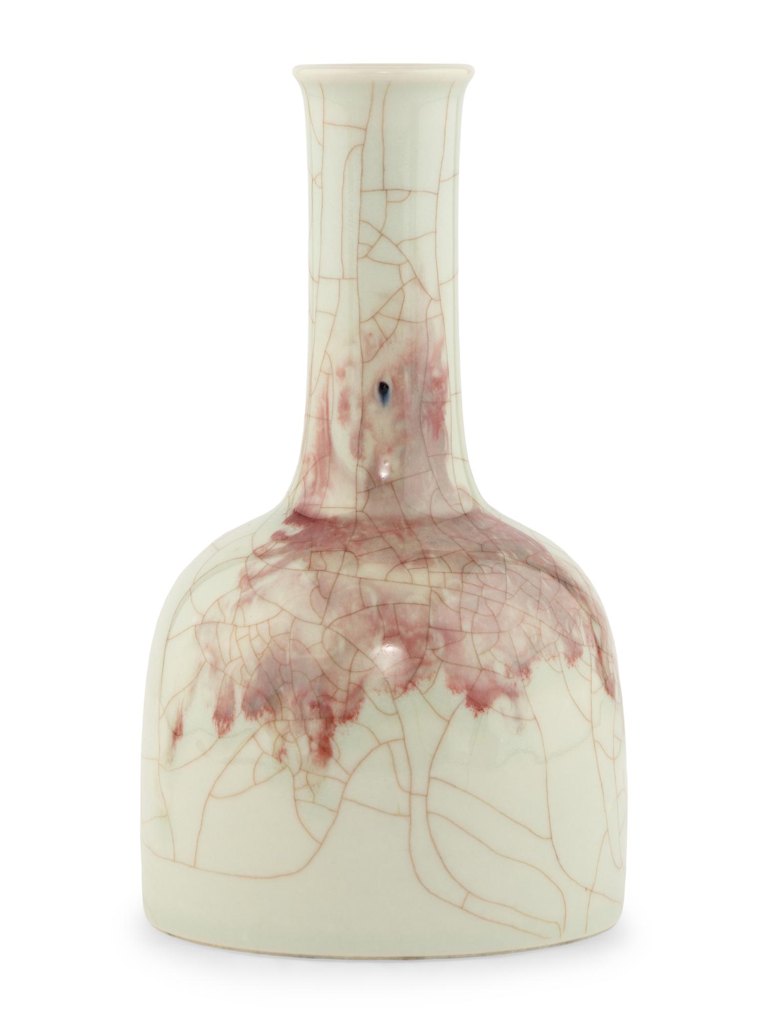 A Chinese Copper Red Crackle-Glazed Porcelain Mallet Vase