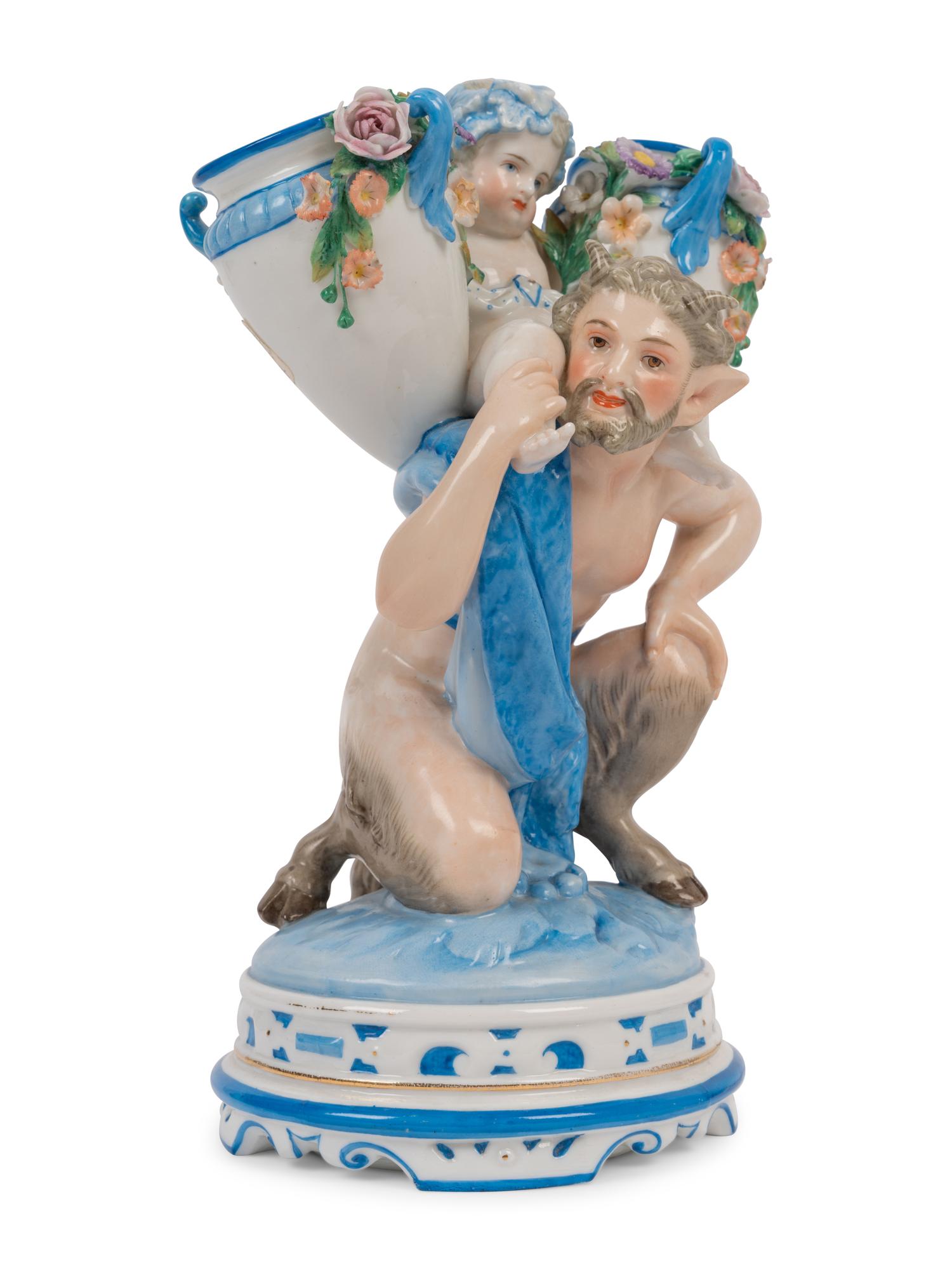 A Pair of German Porcelain Figural Vases