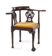 An Irish George III Mahogany Corner Chair Height 31 1/2 inches. — 19TH CENTURY