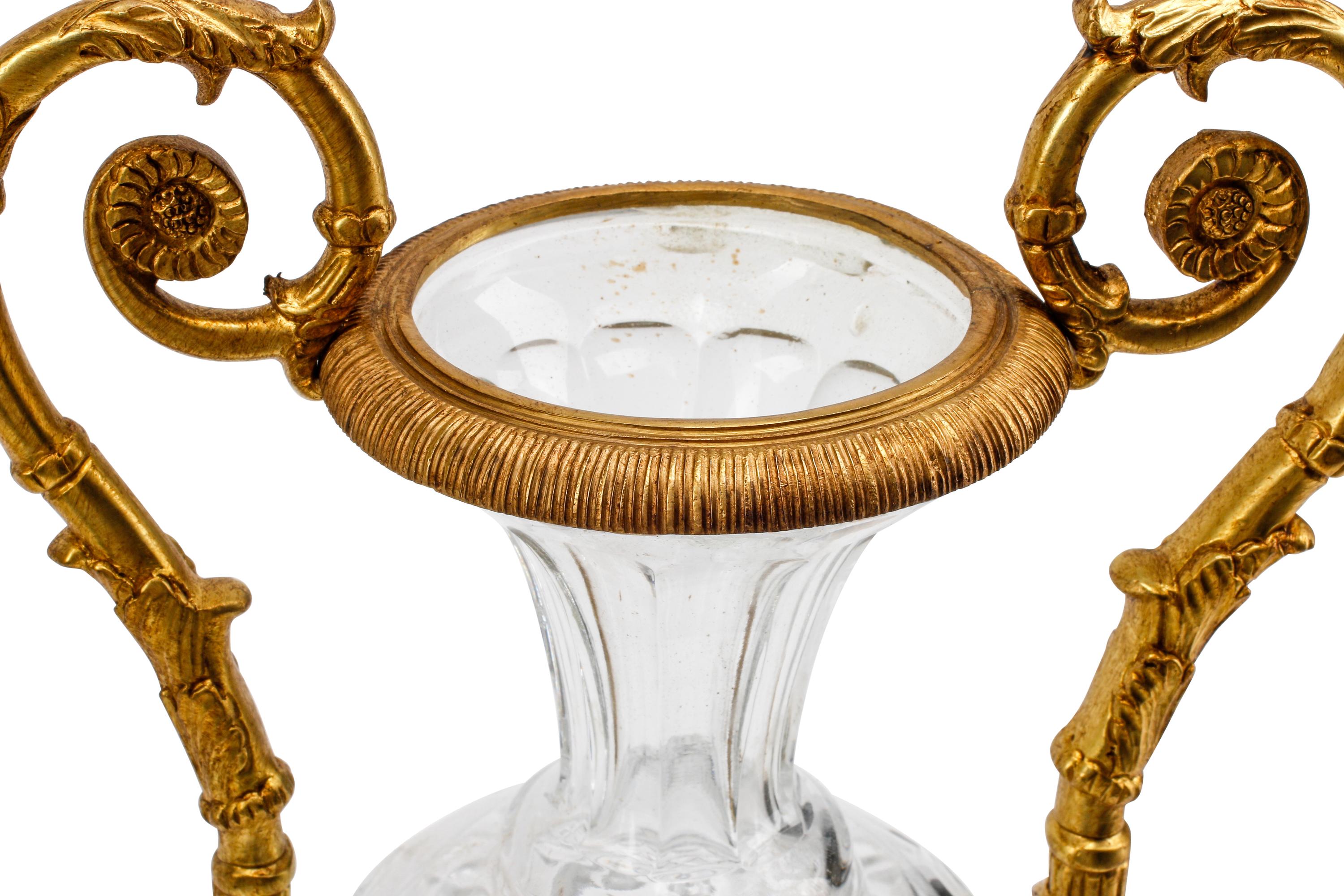 A Pair of Cut Glass and Gilt Bronze Mounted Vases