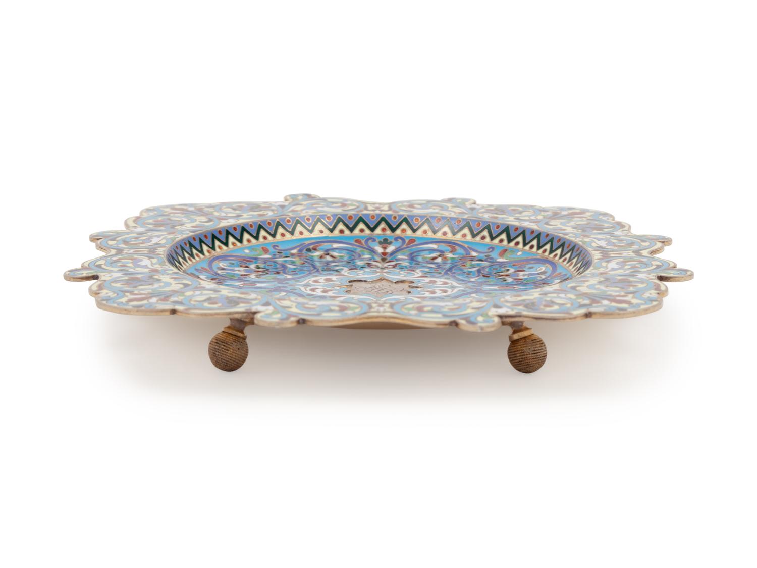 A Russian Silver and Enamel Salver