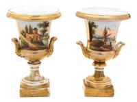 A Pair of Old Paris Porcelain Urns — 19TH CENTURY
