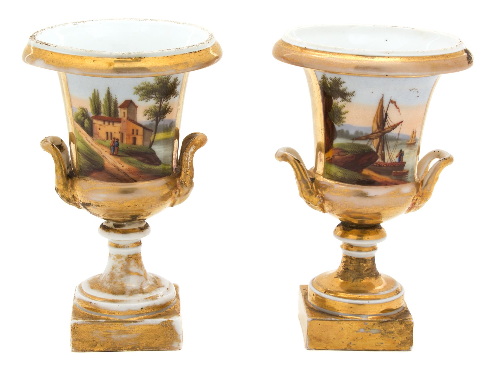 A Pair of Old Paris Porcelain Urns — 19TH CENTURY
