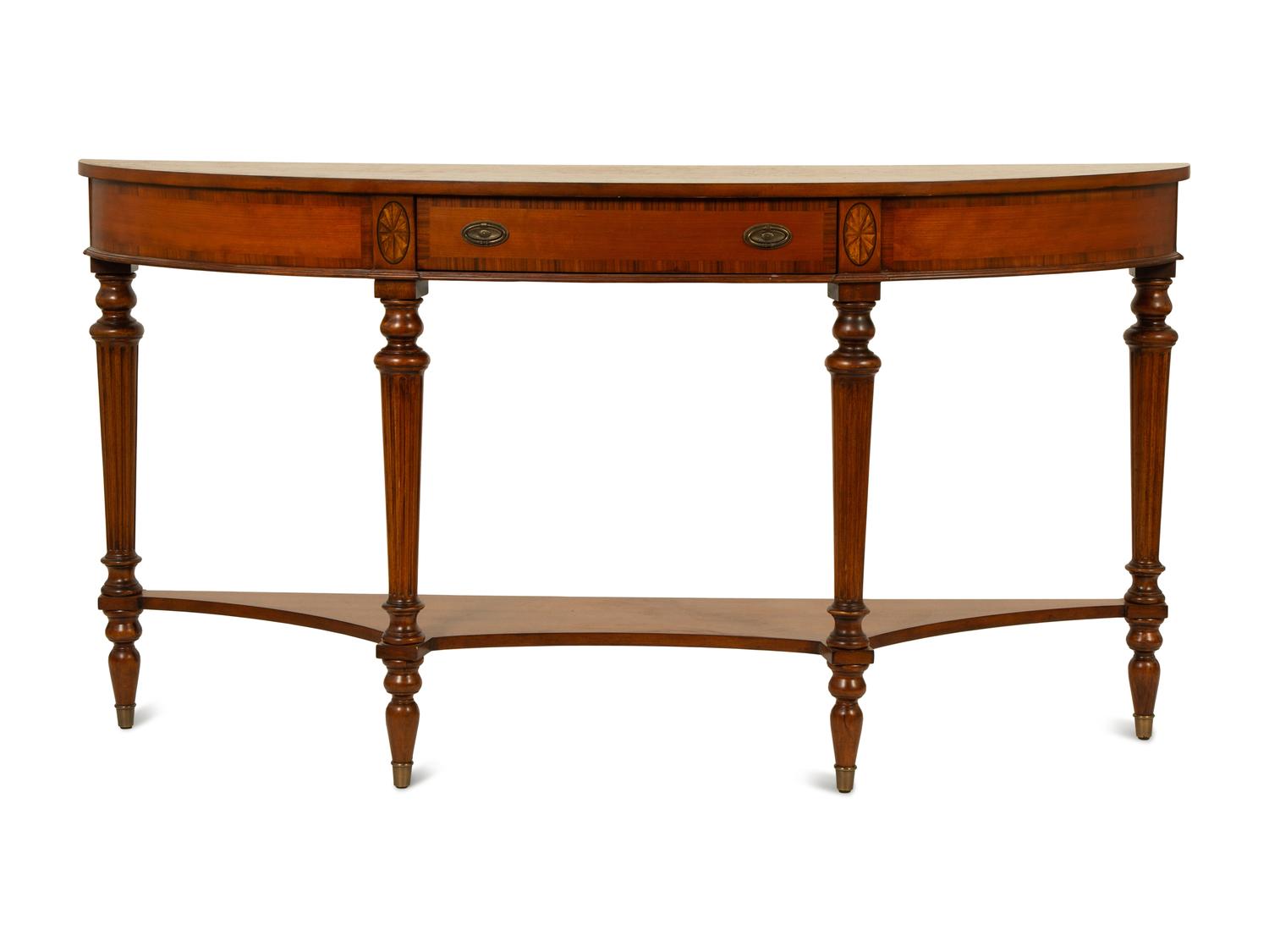 A Georgian Style Demilune Console Table — LATE 20TH CENTURY